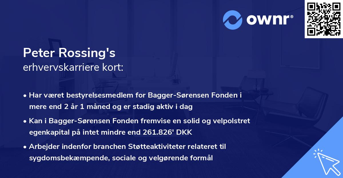 Peter Rossing's erhvervskarriere kort