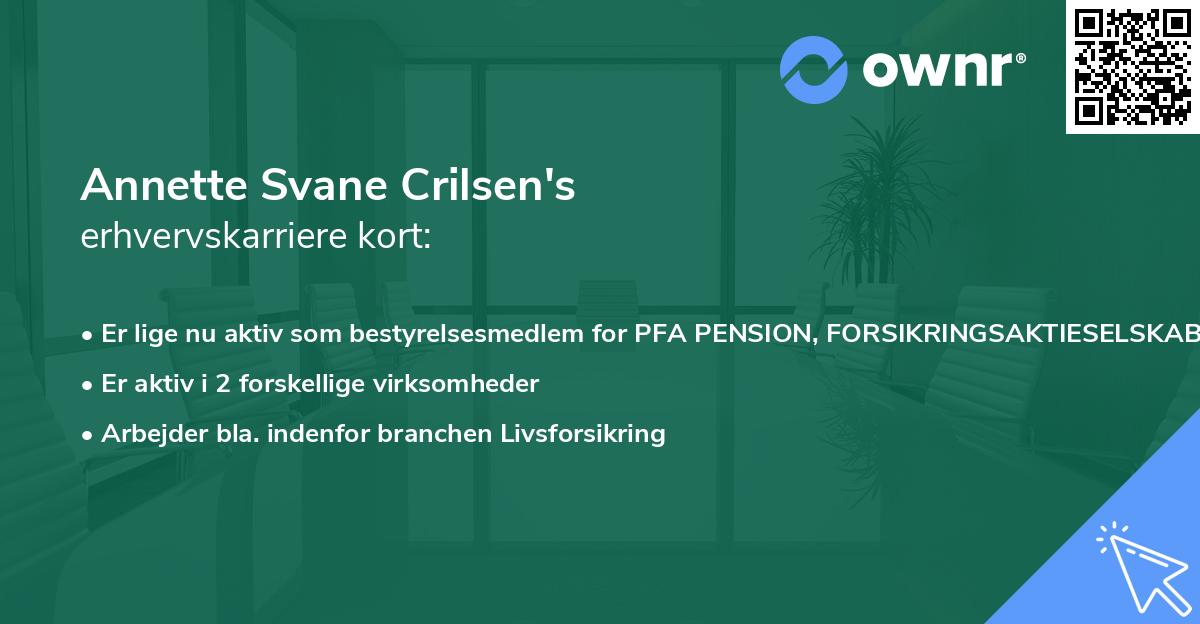 Annette Svane Crilsen's erhvervskarriere kort