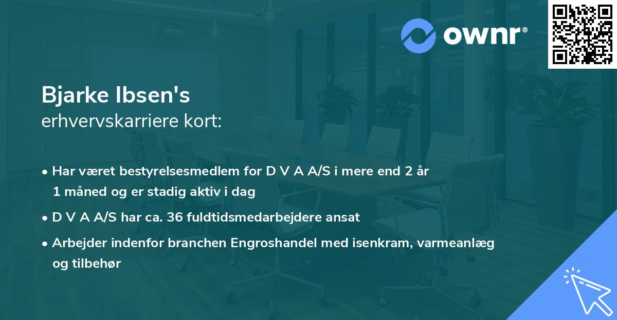 Bjarke Ibsen's erhvervskarriere kort