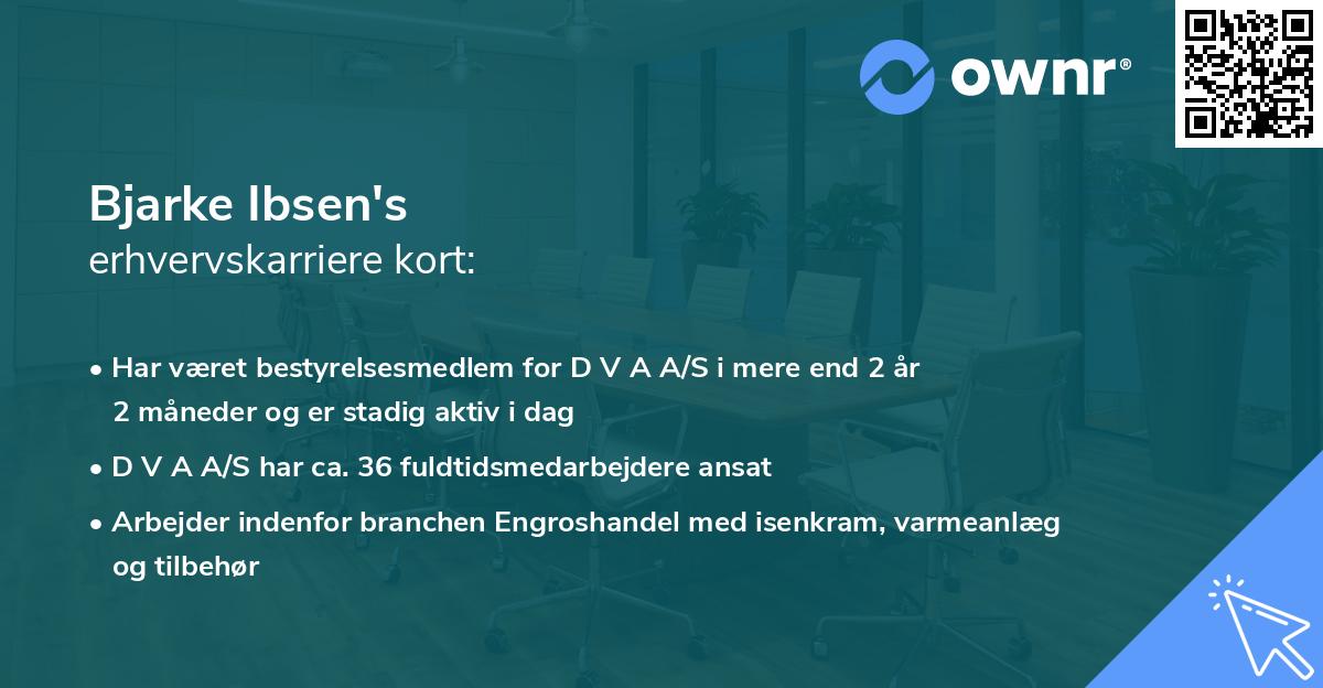 Bjarke Ibsen's erhvervskarriere kort