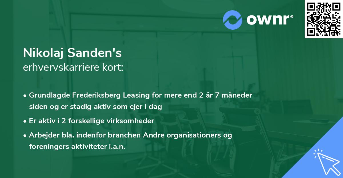Nikolaj Sanden's erhvervskarriere kort