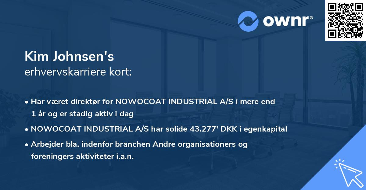 Kim Johnsen's erhvervskarriere kort