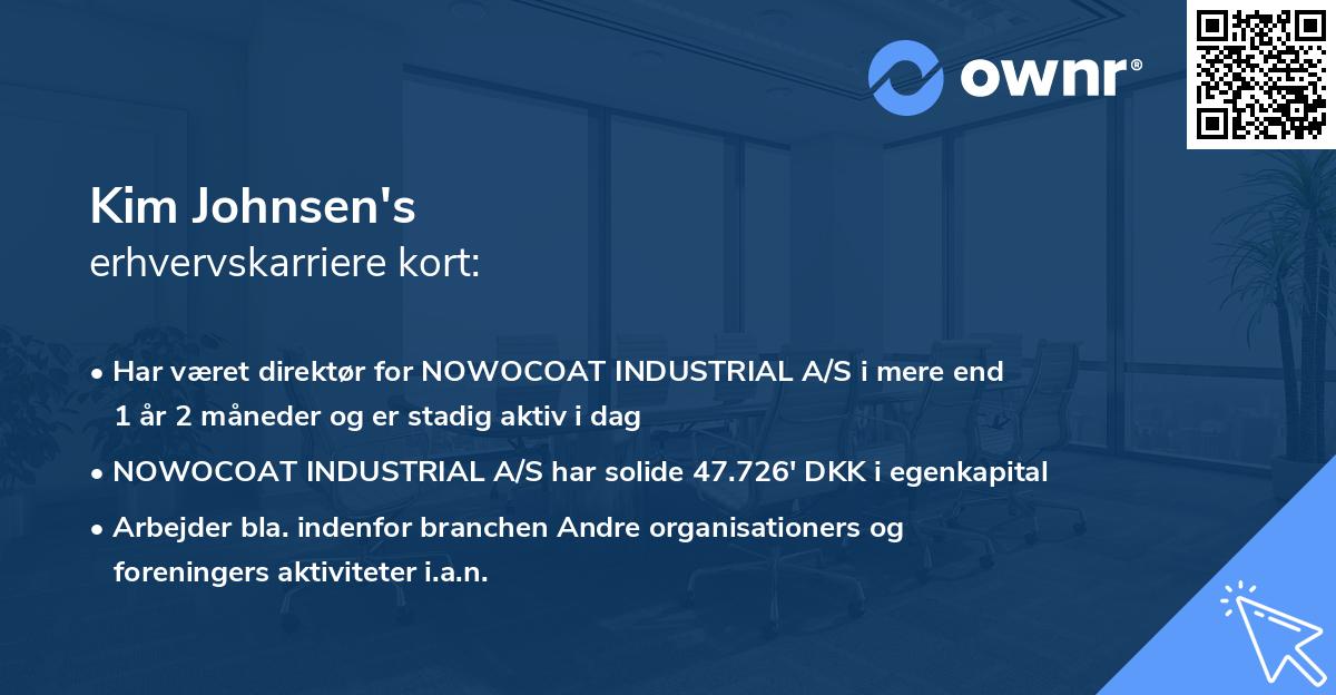 Kim Johnsen's erhvervskarriere kort