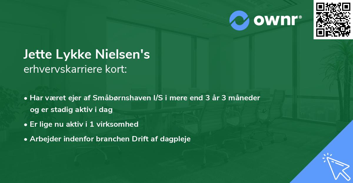 Jette Lykke Nielsen's erhvervskarriere kort