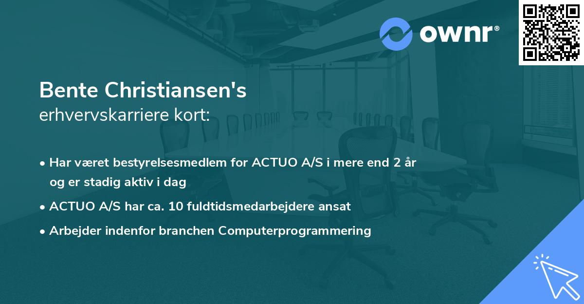 Bente Christiansen's erhvervskarriere kort