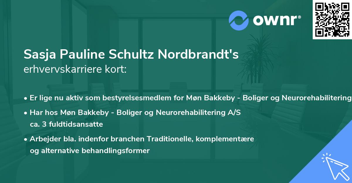 Sasja Pauline Schultz Nordbrandt's erhvervskarriere kort
