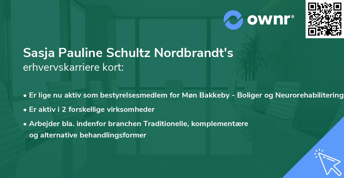 Sasja Pauline Schultz Nordbrandt's erhvervskarriere kort
