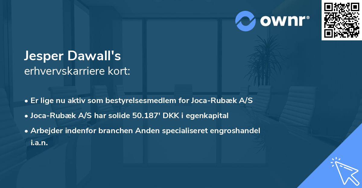 Jesper Dawall's erhvervskarriere kort