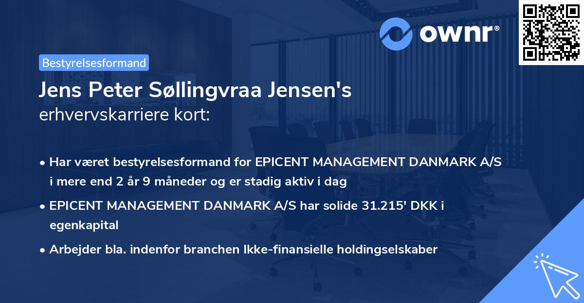 Jens Peter Søllingvraa Jensen's erhvervskarriere kort