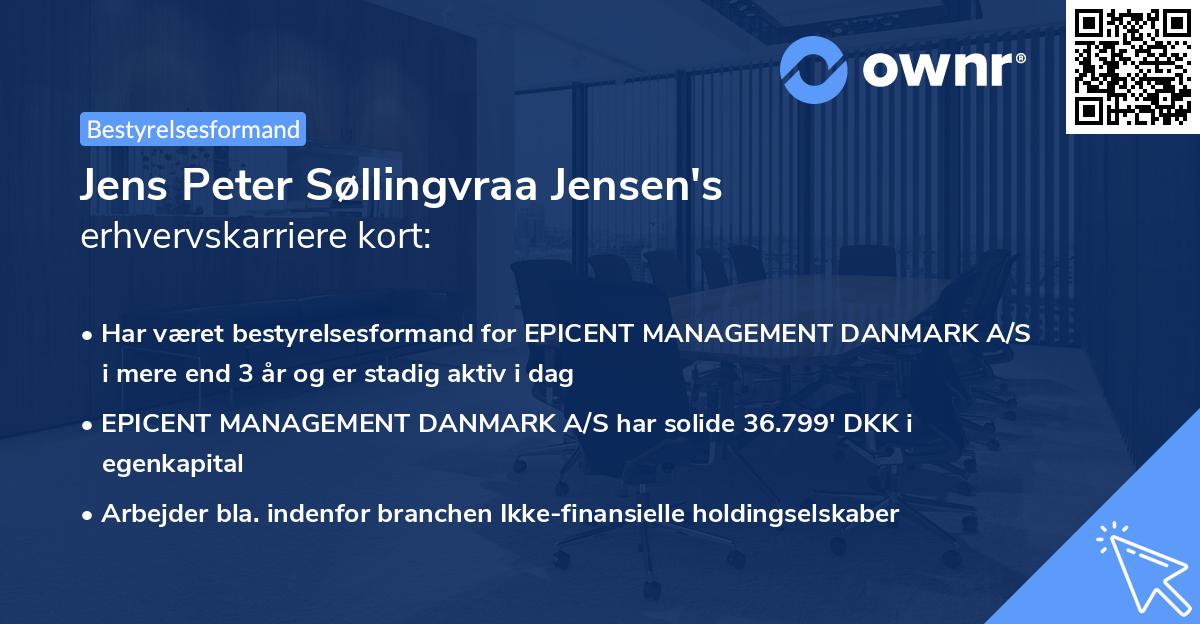 Jens Peter Søllingvraa Jensen's erhvervskarriere kort