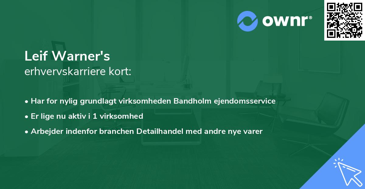 Leif Warner's erhvervskarriere kort
