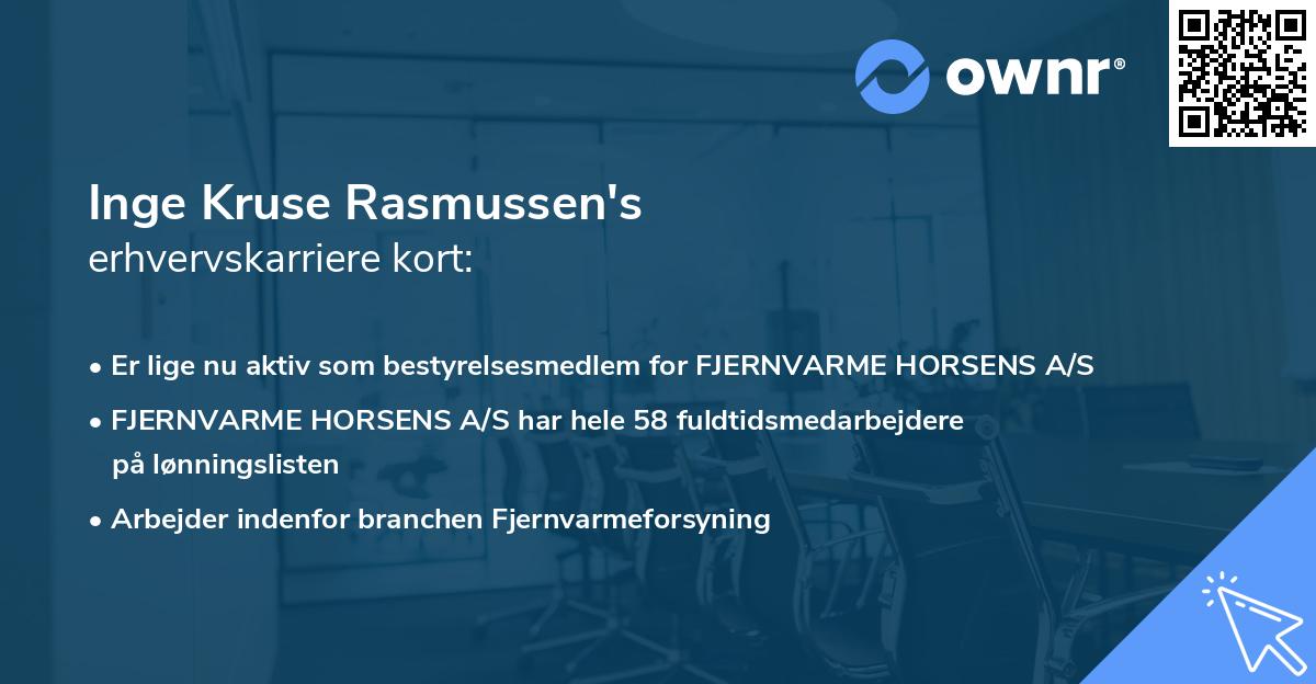 Inge Kruse Rasmussen's erhvervskarriere kort