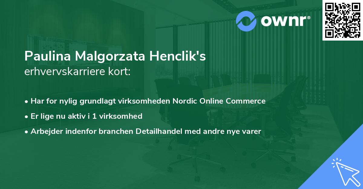 Paulina Malgorzata Henclik's erhvervskarriere kort