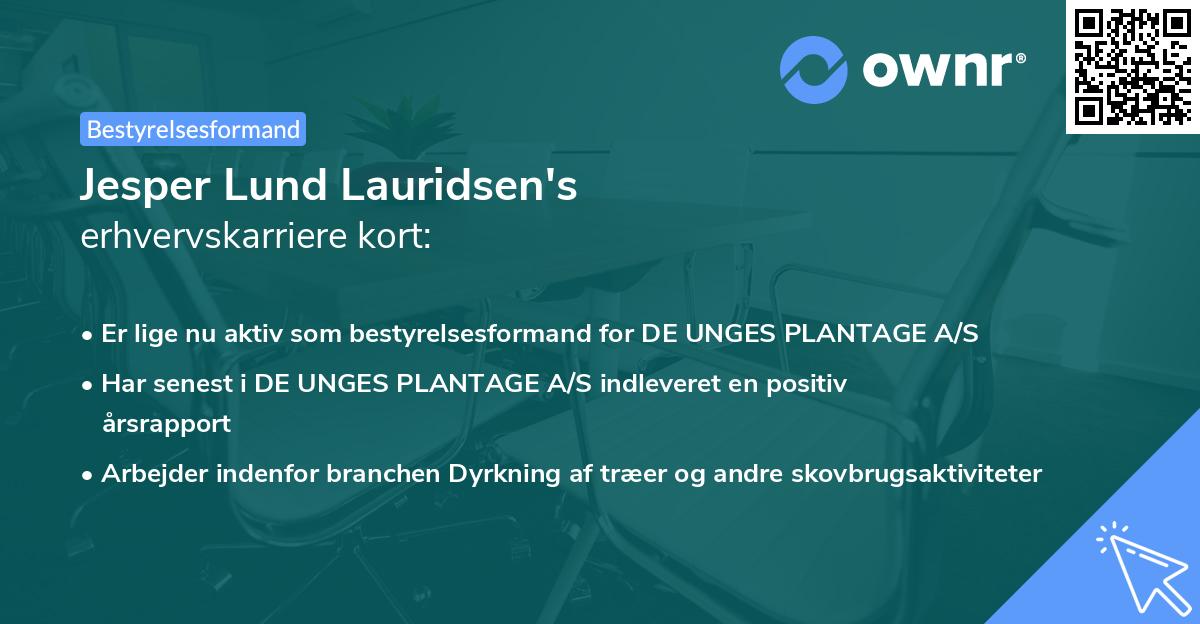 Jesper Lund Lauridsen's erhvervskarriere kort