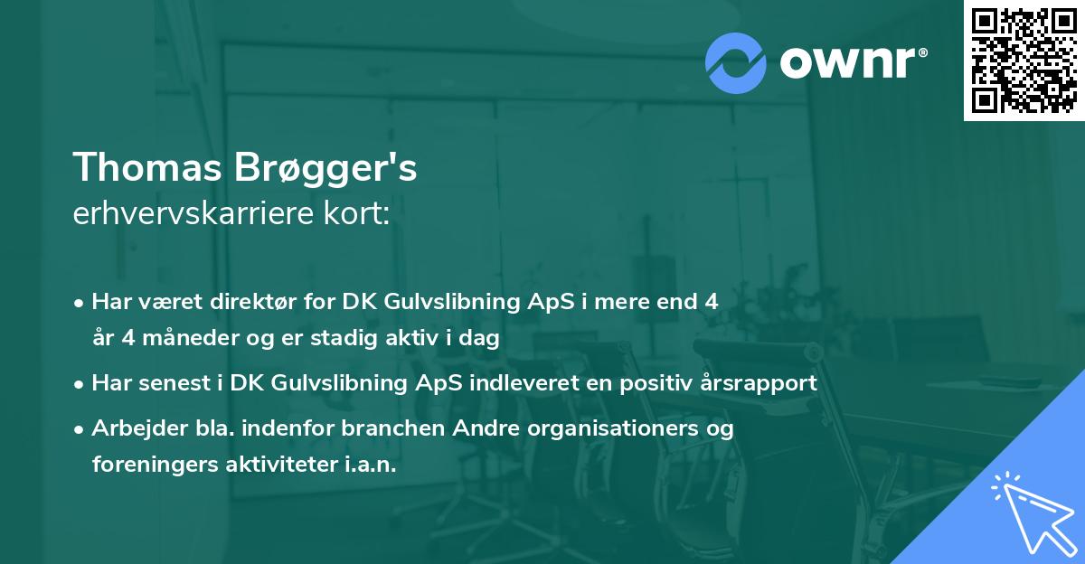 Thomas Brøgger's erhvervskarriere kort