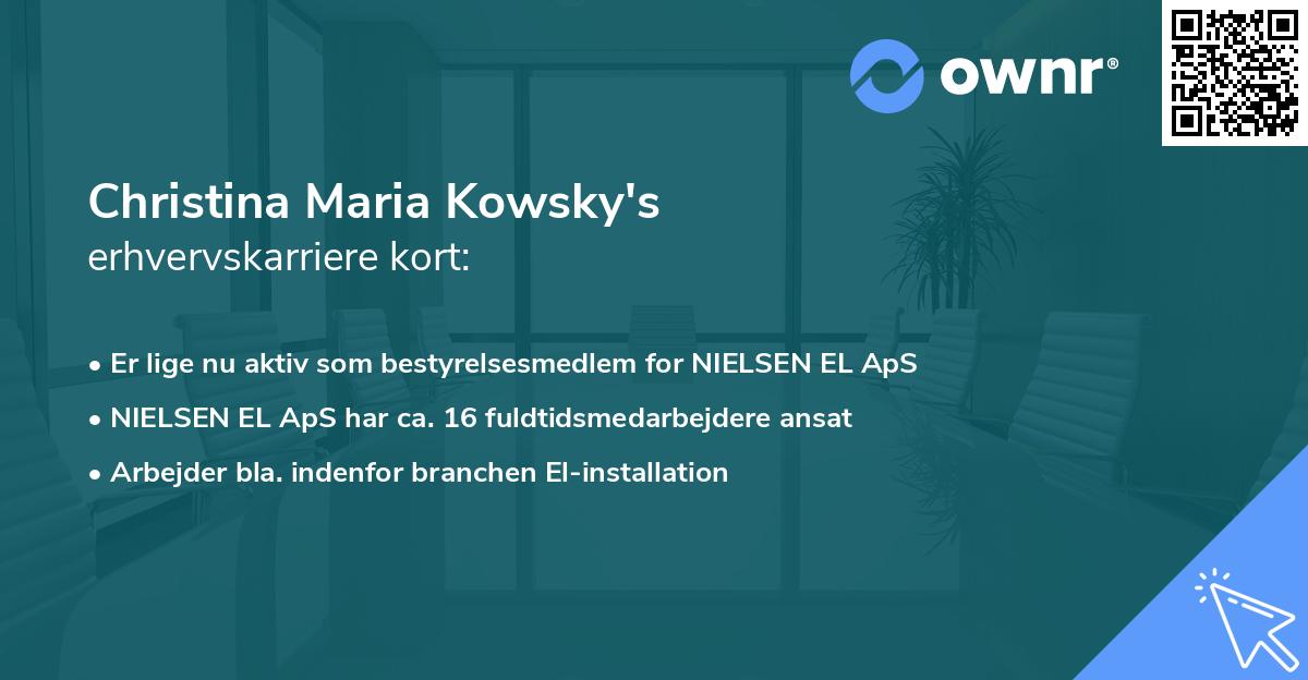 Christina Maria Kowsky's erhvervskarriere kort