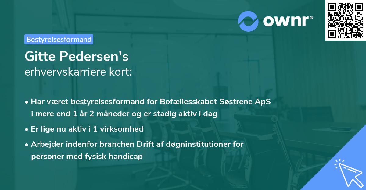 Gitte Pedersen's erhvervskarriere kort