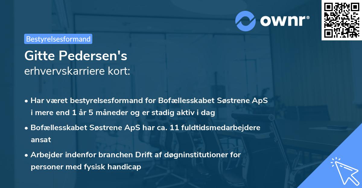Gitte Pedersen's erhvervskarriere kort