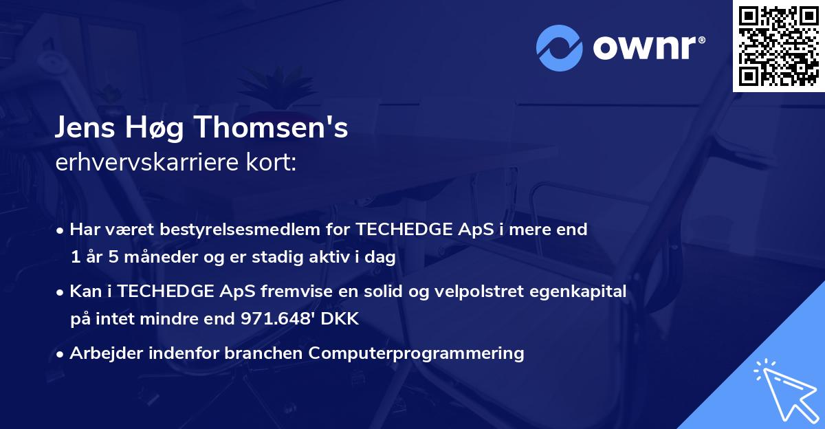 Jens Høg Thomsen's erhvervskarriere kort