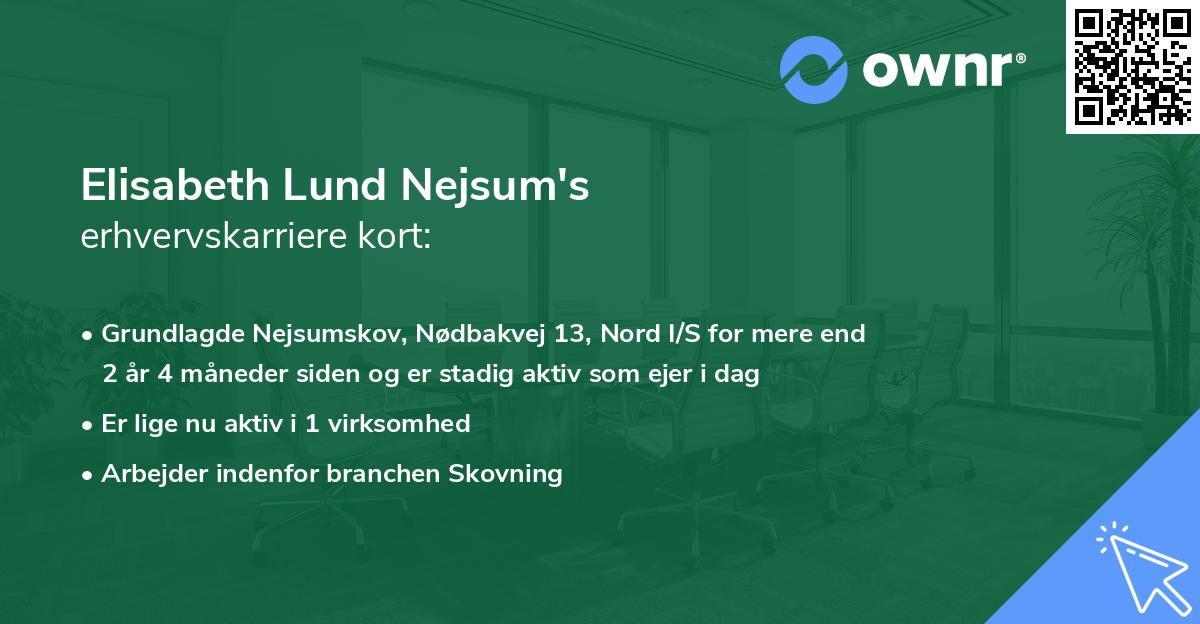 Elisabeth Lund Nejsum's erhvervskarriere kort