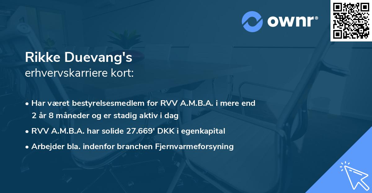 Rikke Duevang's erhvervskarriere kort
