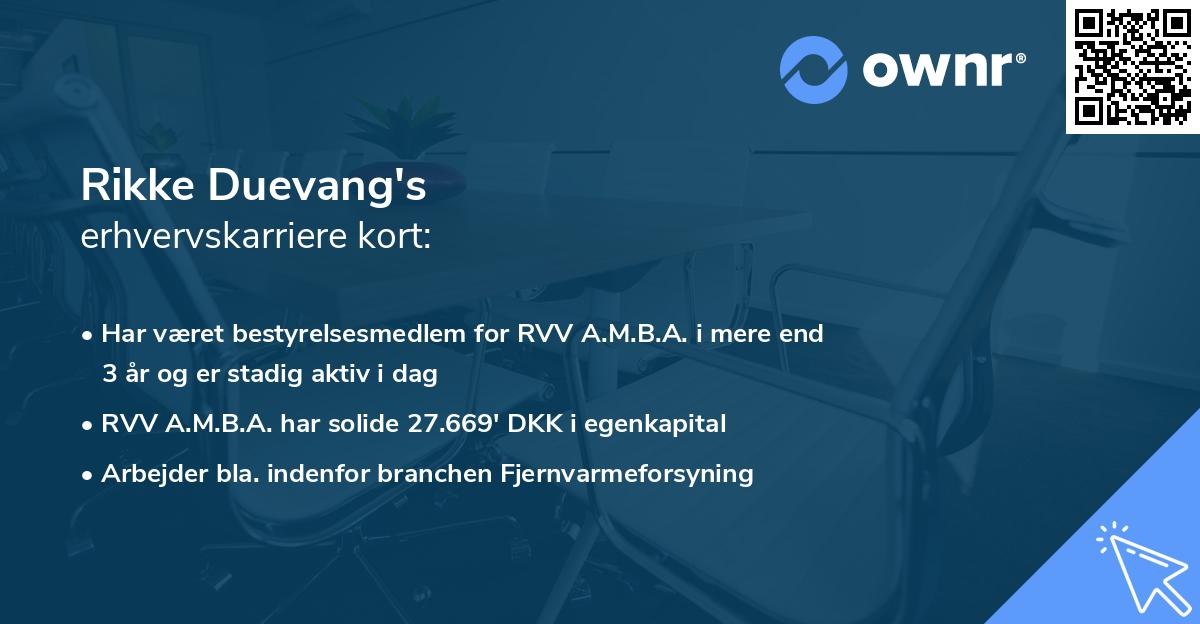 Rikke Duevang's erhvervskarriere kort