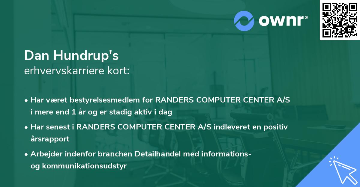 Dan Hundrup's erhvervskarriere kort
