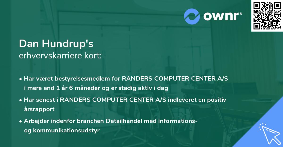 Dan Hundrup's erhvervskarriere kort