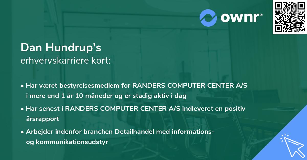 Dan Hundrup's erhvervskarriere kort