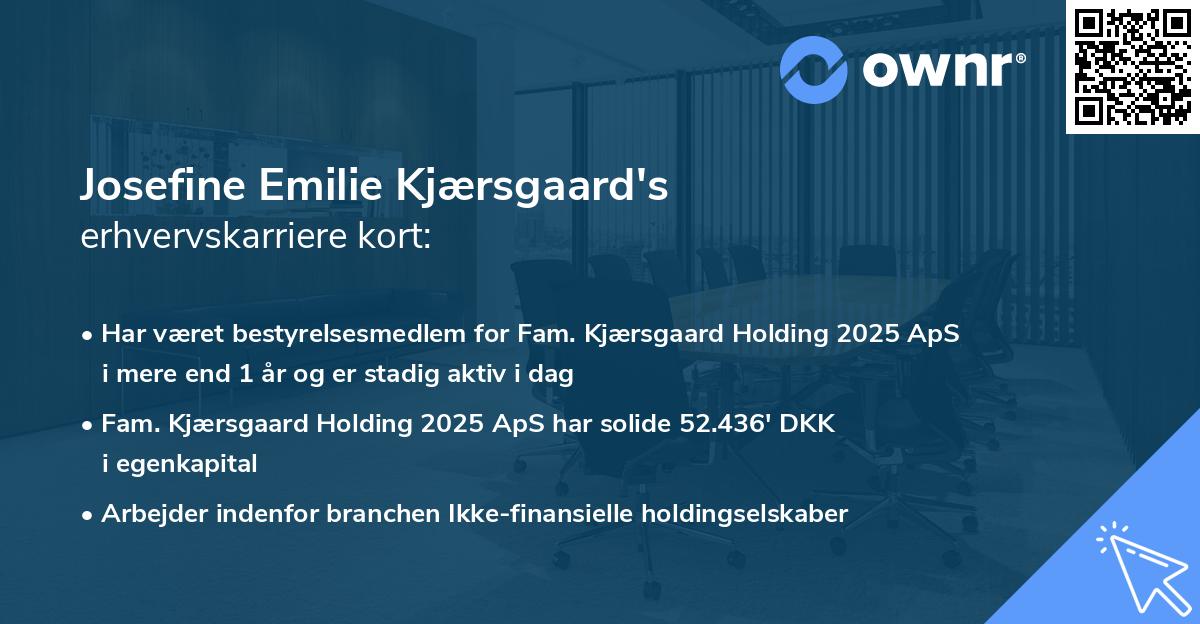 Josefine Emilie Kjærsgaard's erhvervskarriere kort