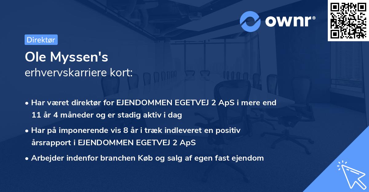 Ole Myssen's erhvervskarriere kort