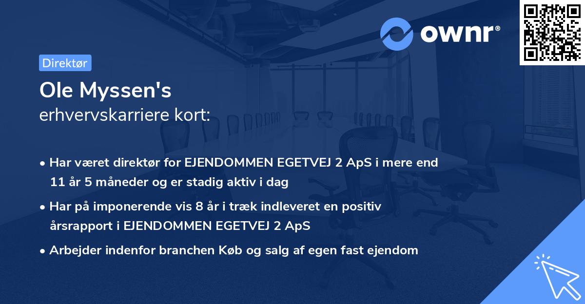 Ole Myssen's erhvervskarriere kort