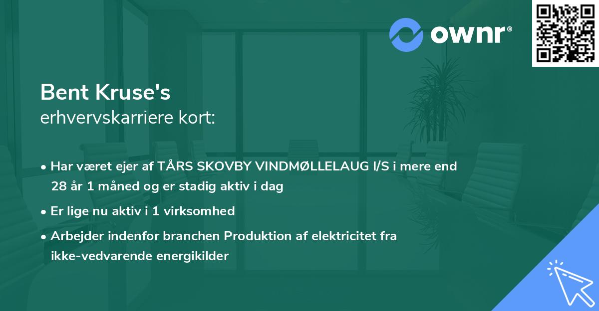 Bent Kruse's erhvervskarriere kort