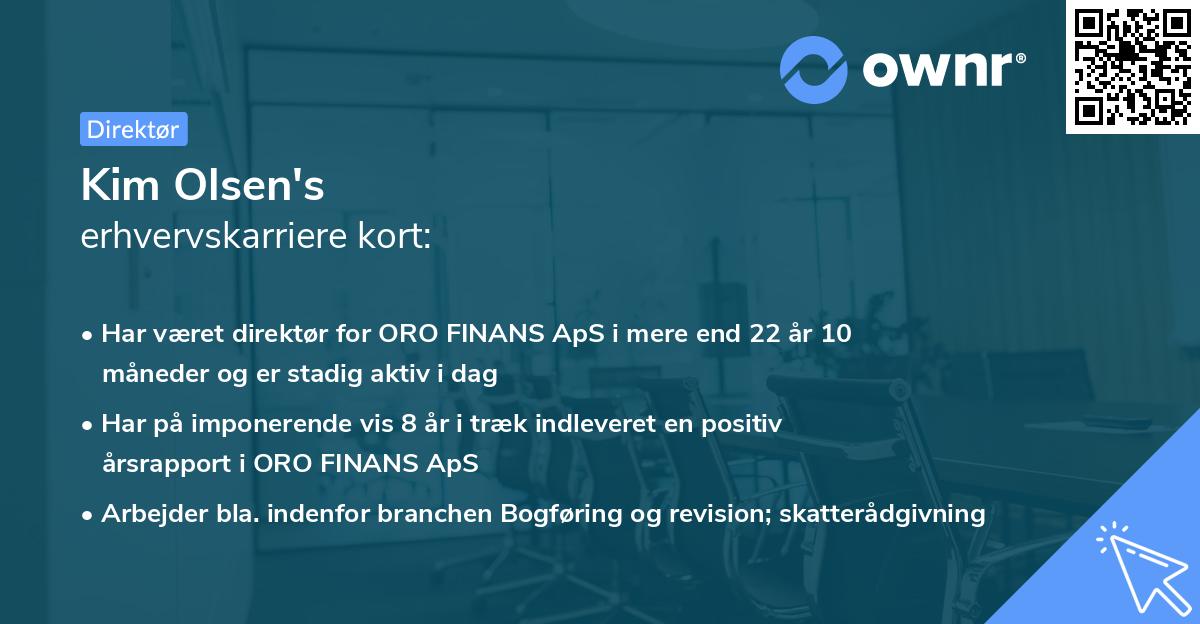 Kim Olsen's erhvervskarriere kort