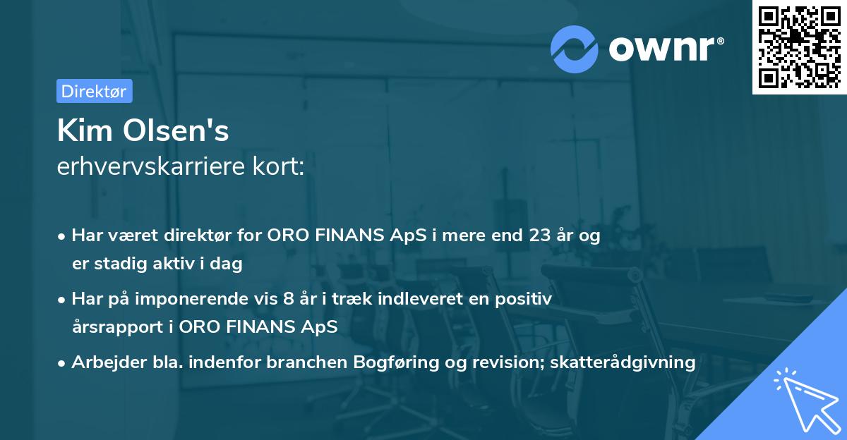 Kim Olsen's erhvervskarriere kort