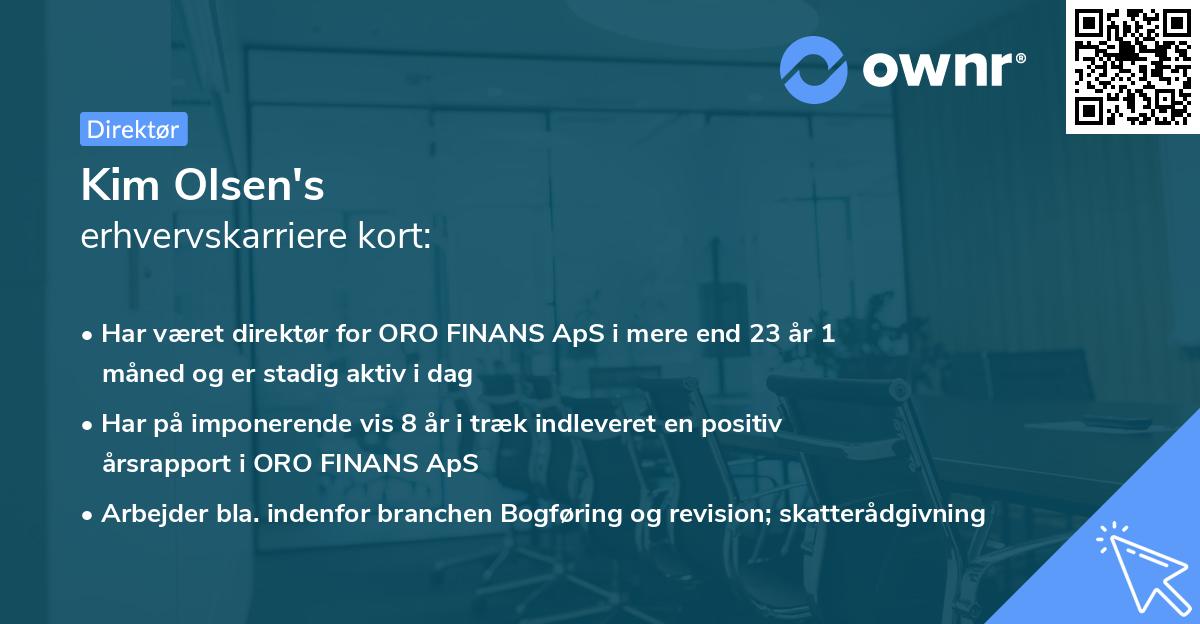 Kim Olsen's erhvervskarriere kort