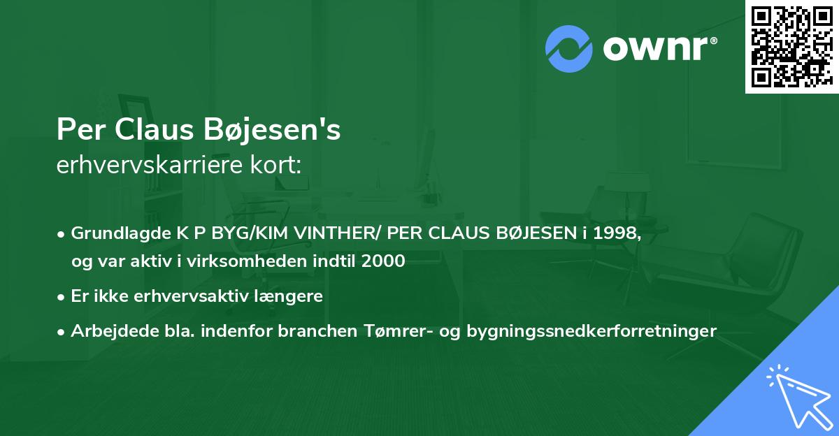 Per Claus Bøjesen's erhvervskarriere kort