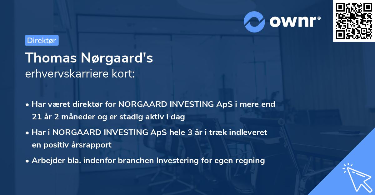 Thomas Nørgaard's erhvervskarriere kort