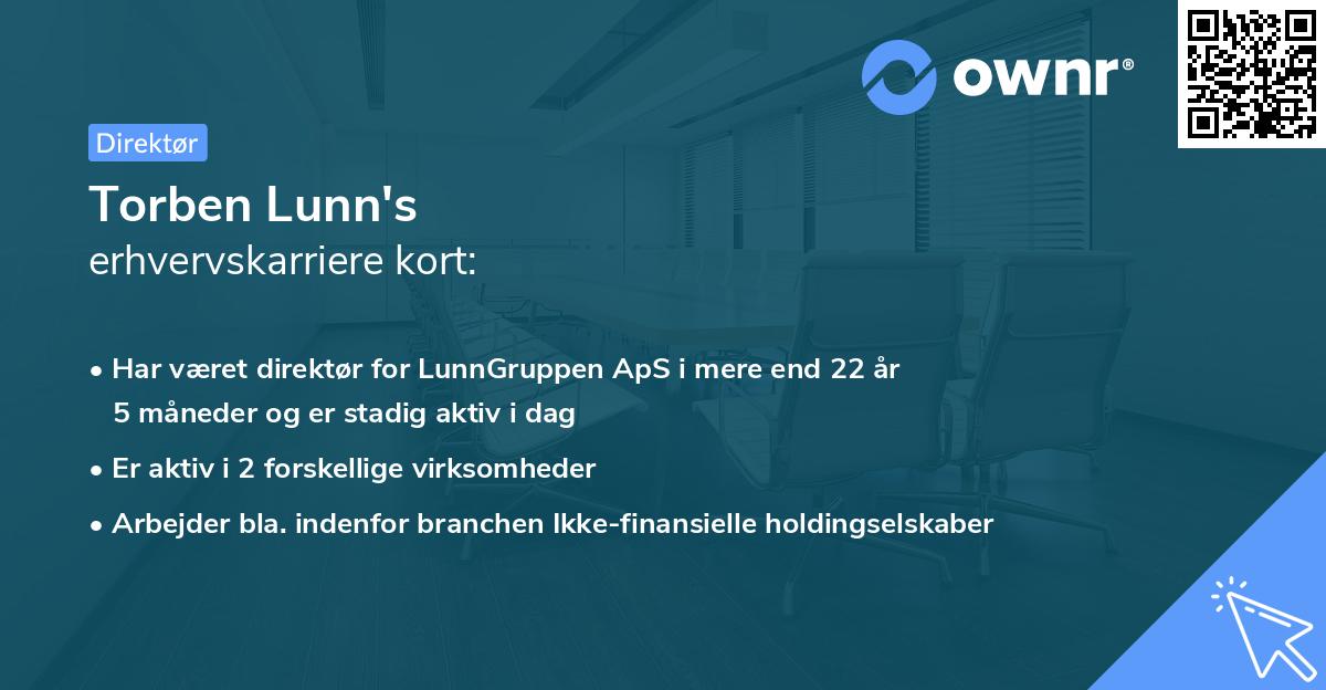 Torben Lunn's erhvervskarriere kort