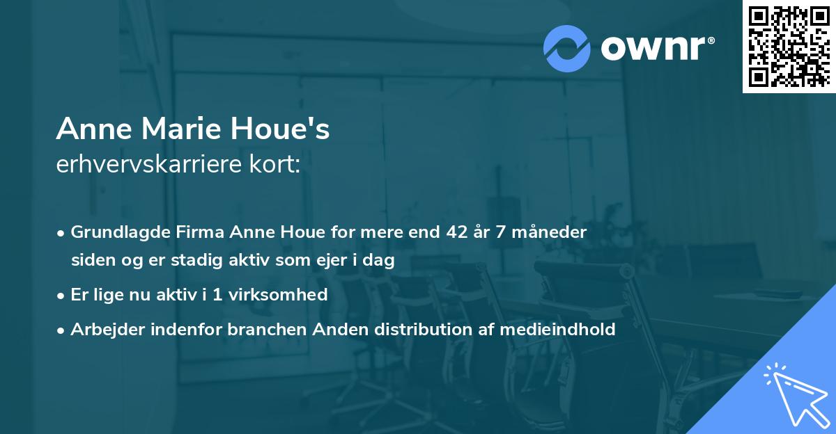 Anne Marie Houe's erhvervskarriere kort