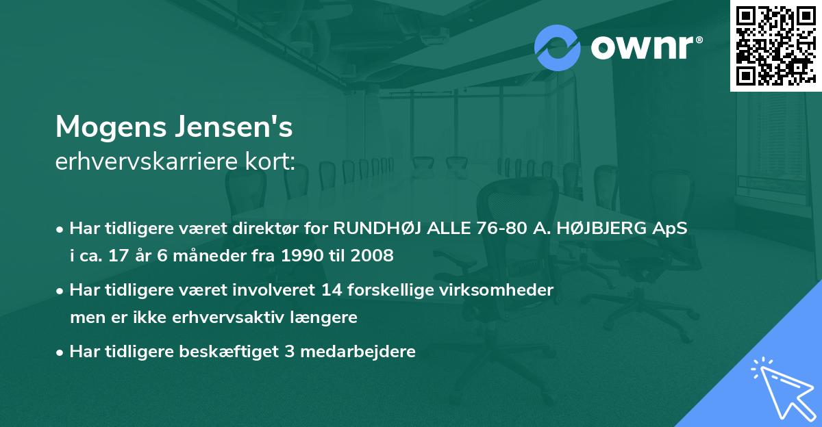 Mogens Jensen's erhvervskarriere kort
