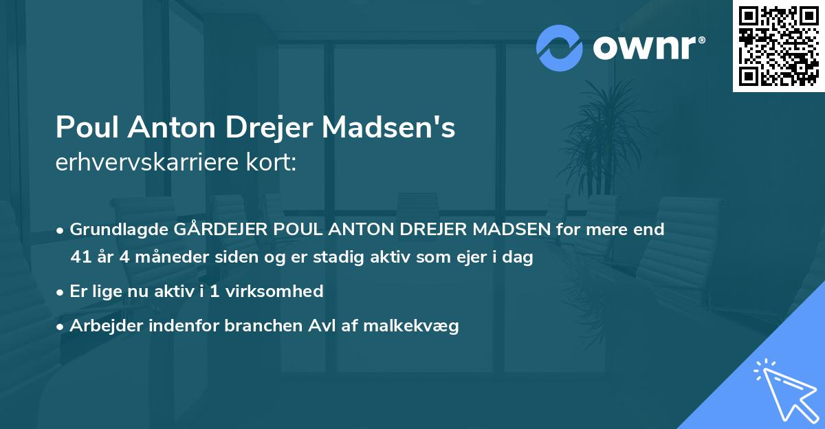 Poul Anton Drejer Madsen's erhvervskarriere kort