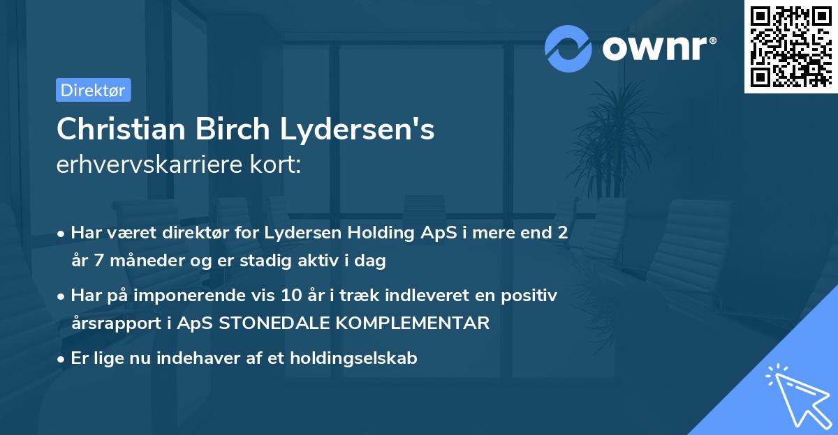 Christian Birch Lydersen's erhvervskarriere kort