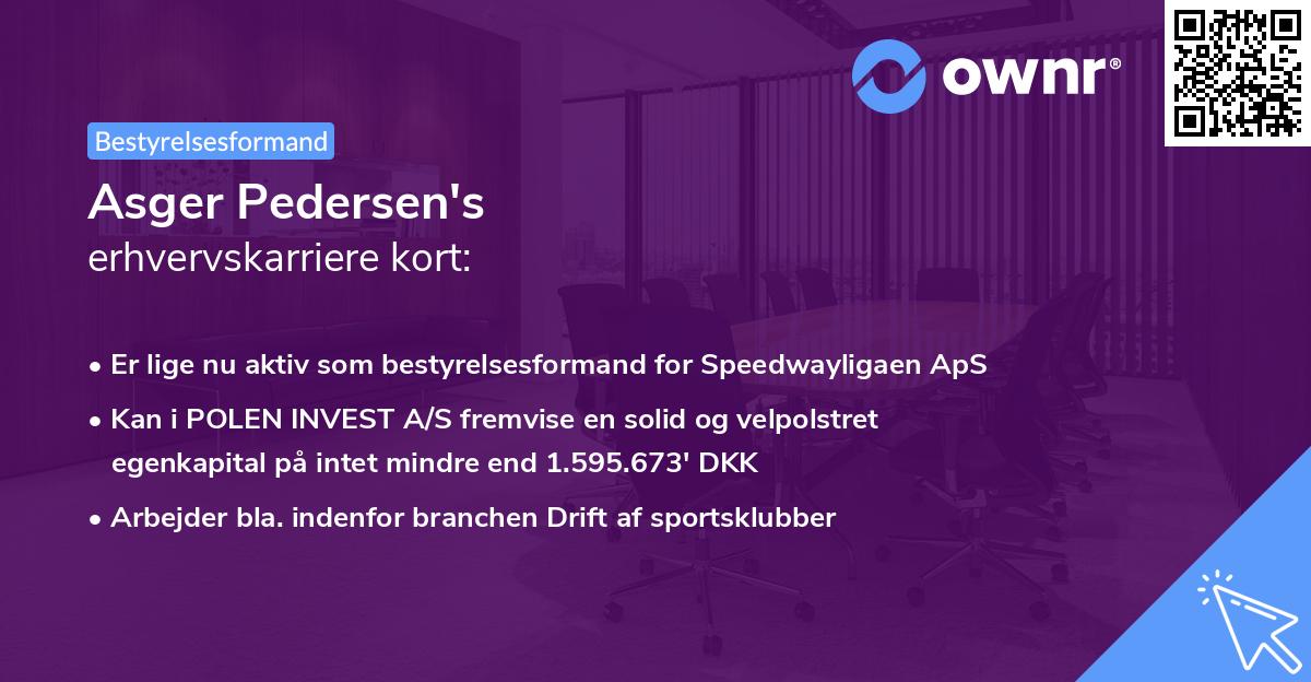 Asger Pedersen's erhvervskarriere kort