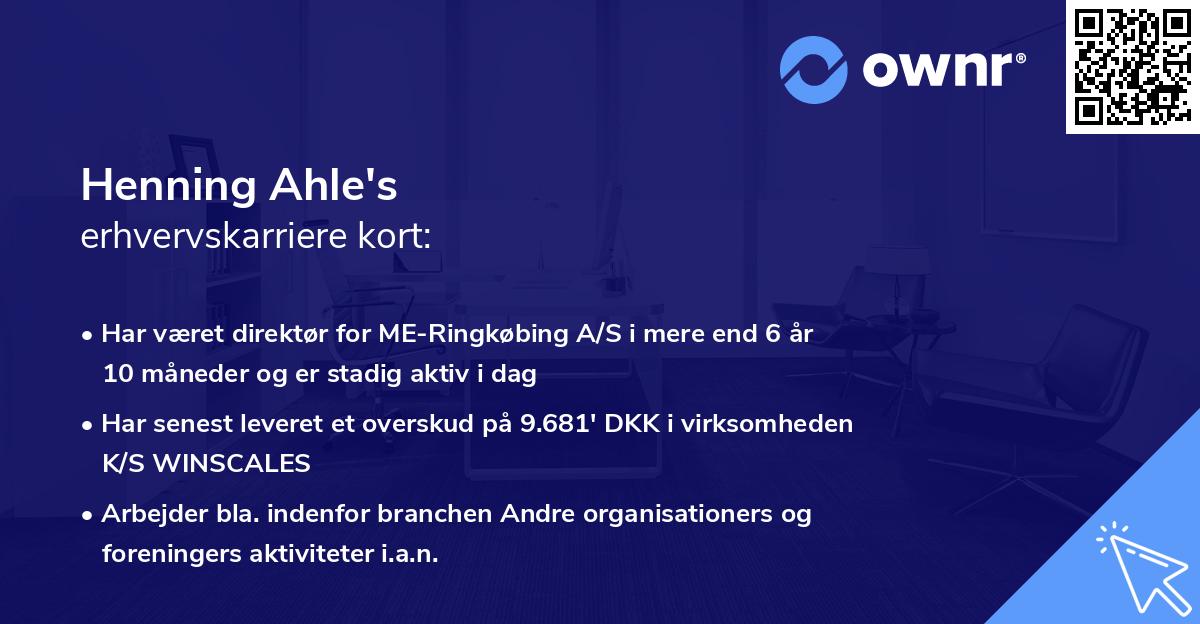 Henning Ahle's erhvervskarriere kort