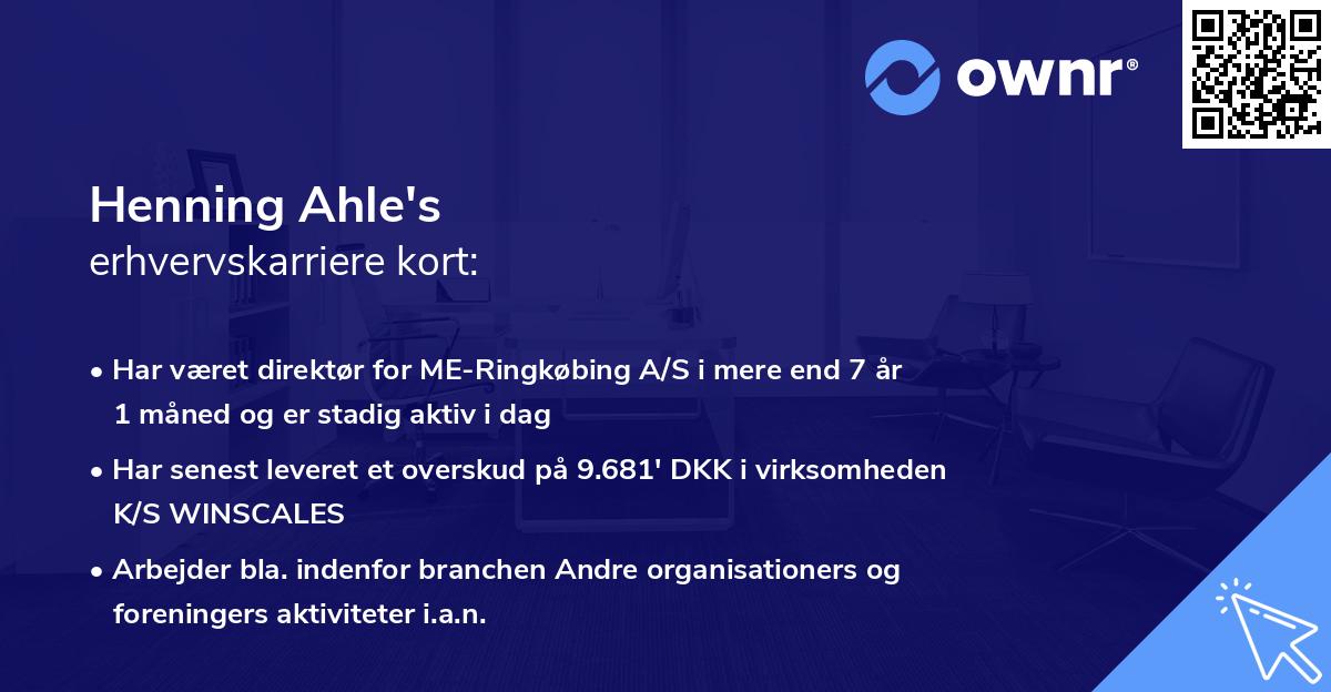 Henning Ahle's erhvervskarriere kort