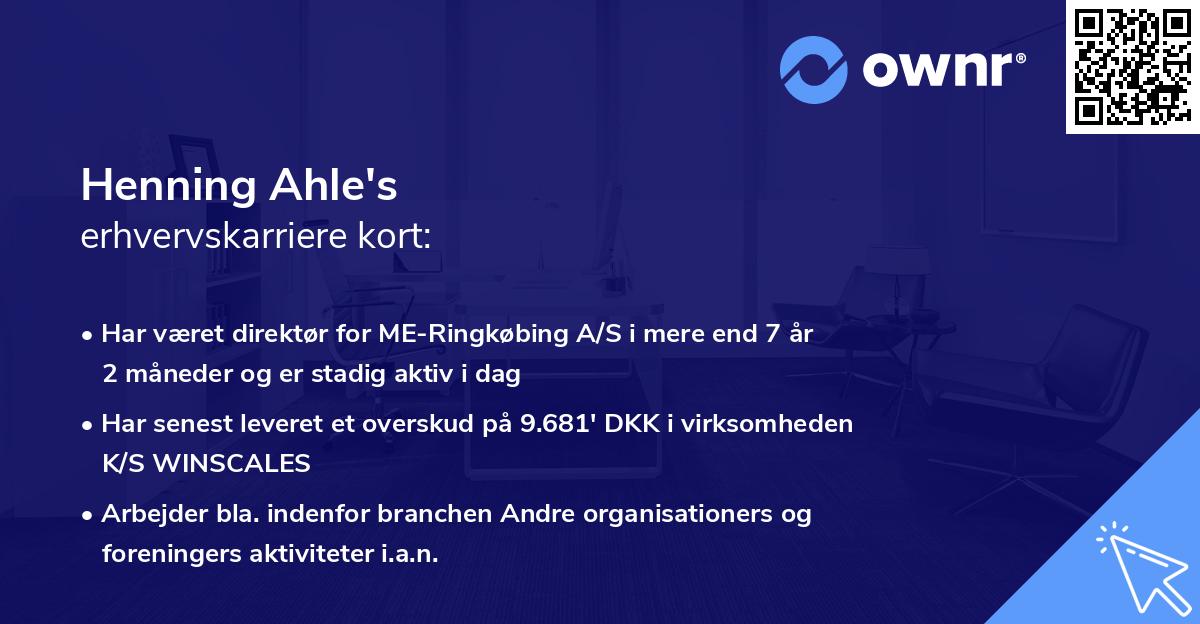 Henning Ahle's erhvervskarriere kort
