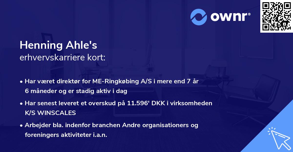 Henning Ahle's erhvervskarriere kort
