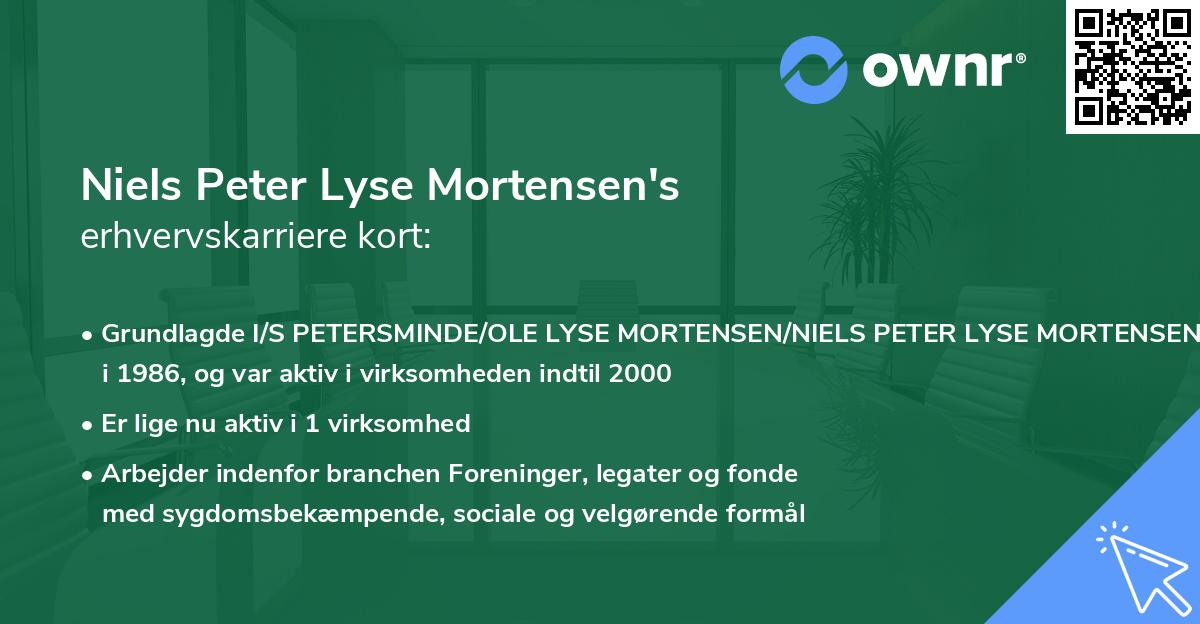 Niels Peter Lyse Mortensen's erhvervskarriere kort