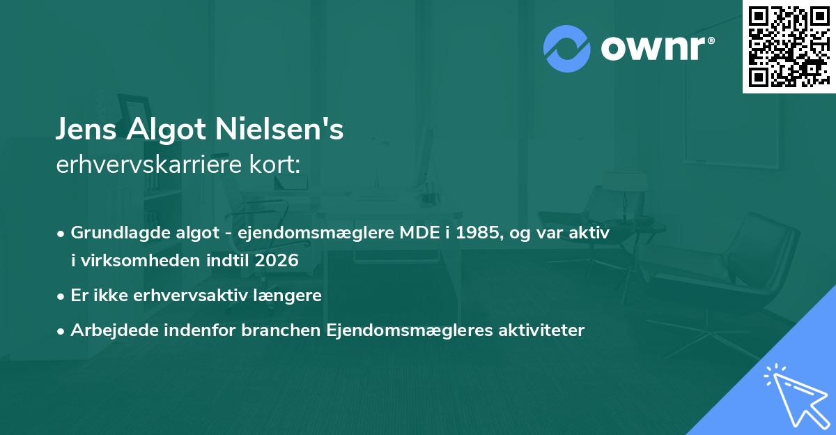 Jens Algot Nielsen's erhvervskarriere kort